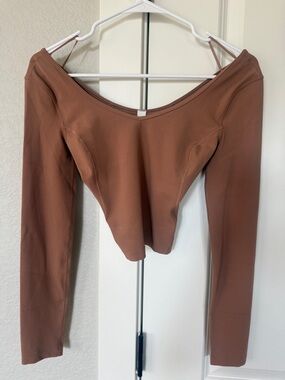lululemon athletica Rust Brown Off-the-Shoulder Long Sleeve Top